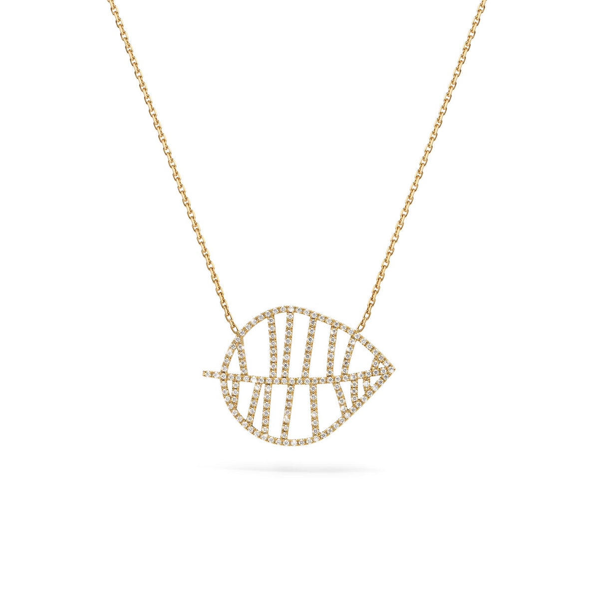 BEECH NECKLACE M yellow gold diamonds pavé