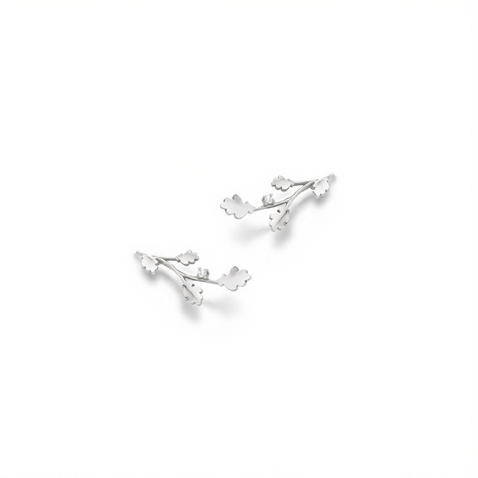 OAK EARCLIMBERS white gold with diamond (pair)