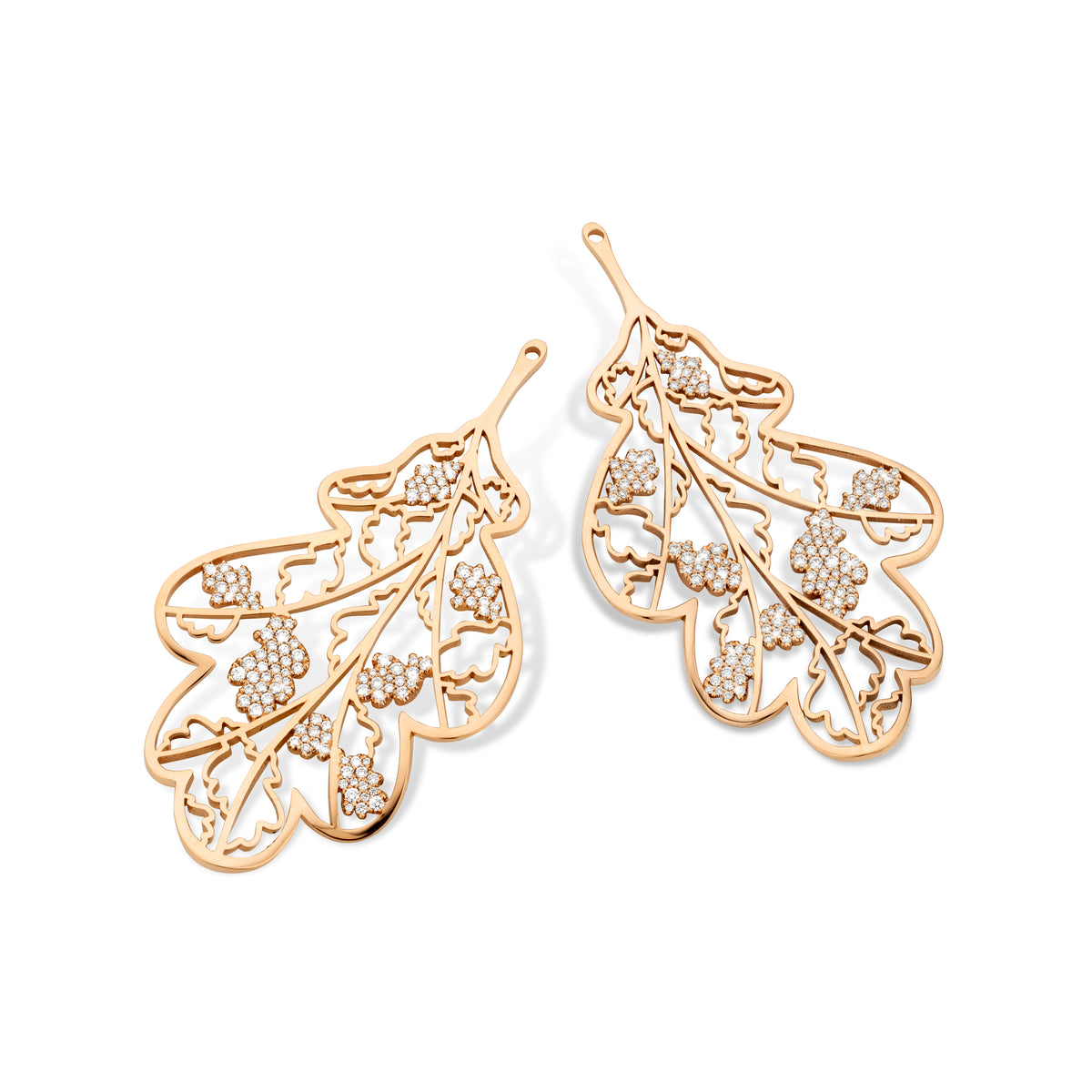 OAK EARRING L rose gold white diamonds pavé
