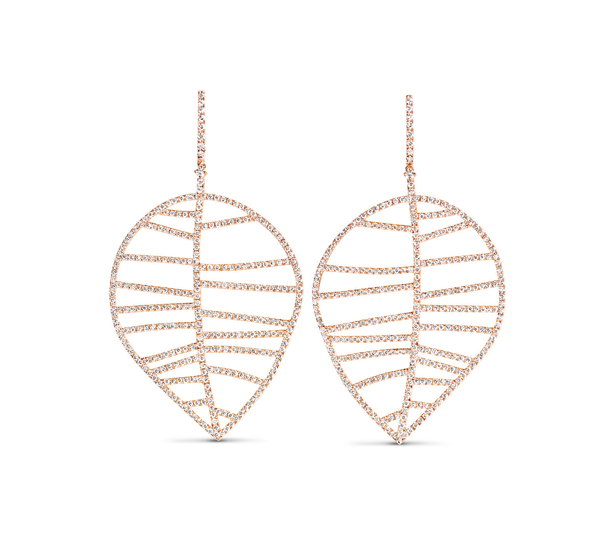 BEECH EARRING L rose gold diamonds pavé