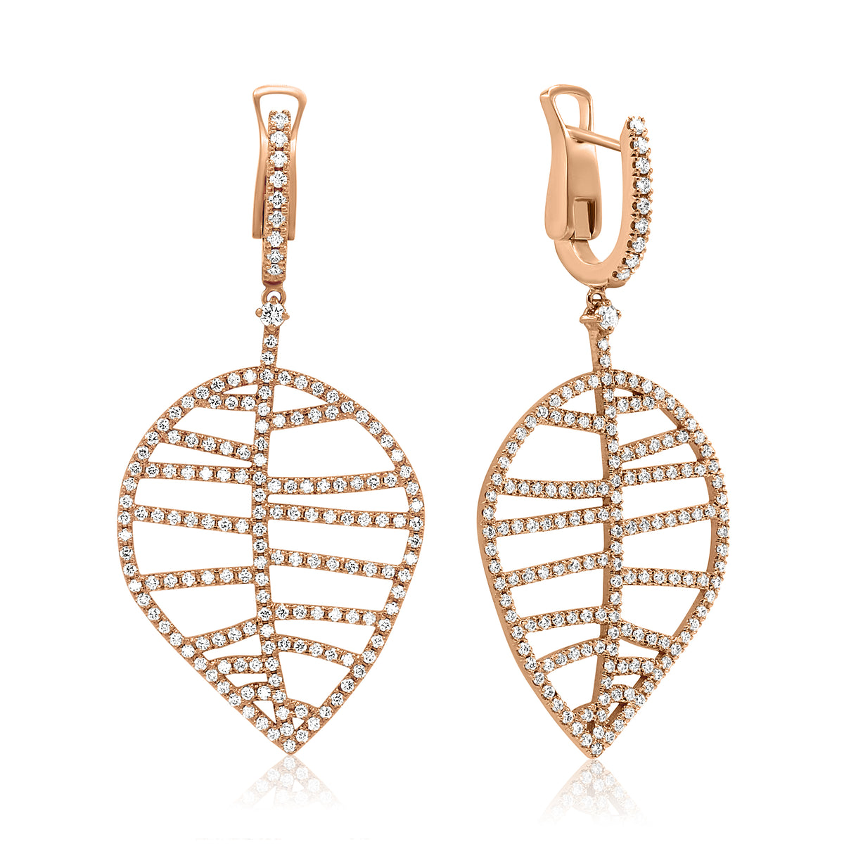 BEECH EARRINGS M rose gold diamonds pavé