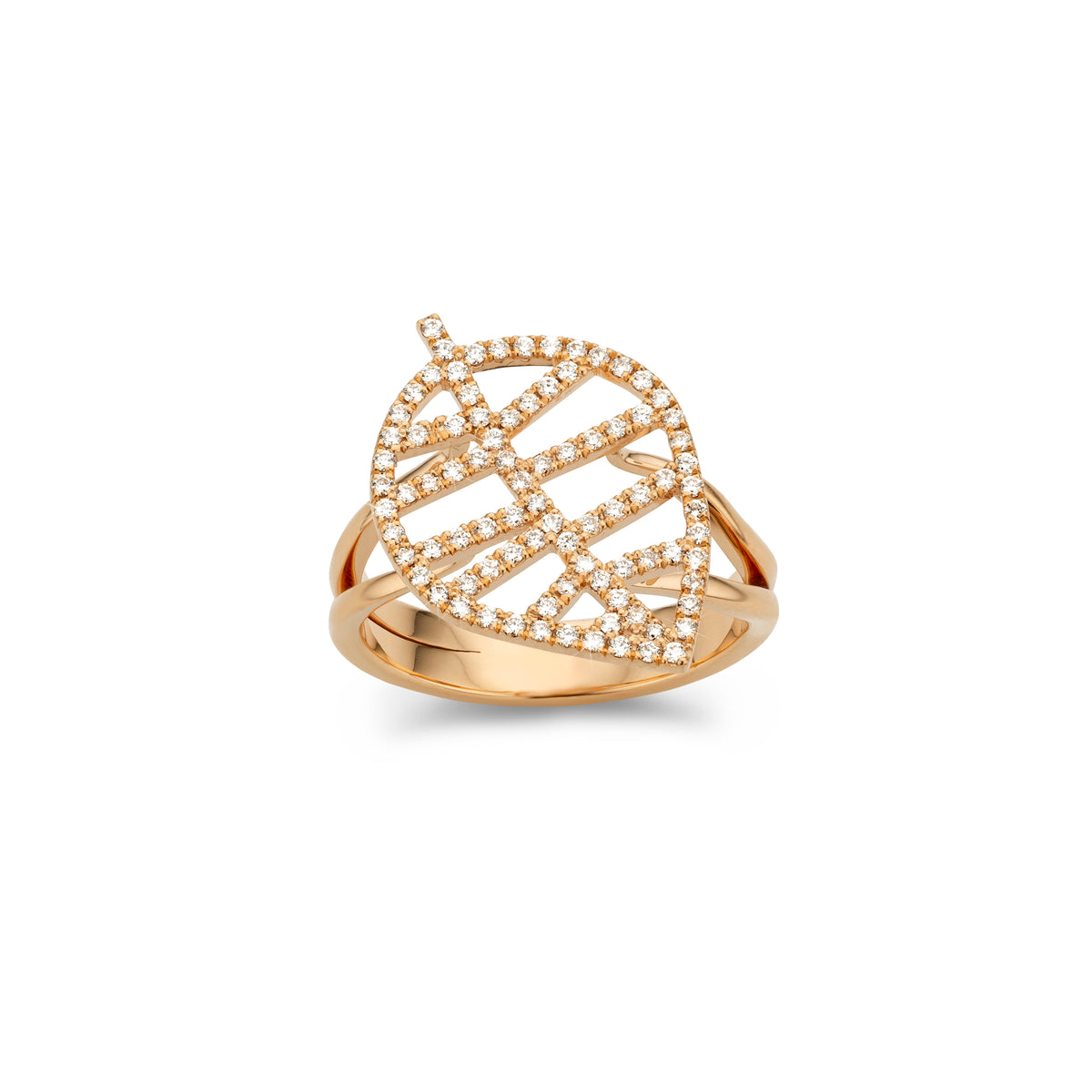 BEECH RING S rose gold diamonds pavé