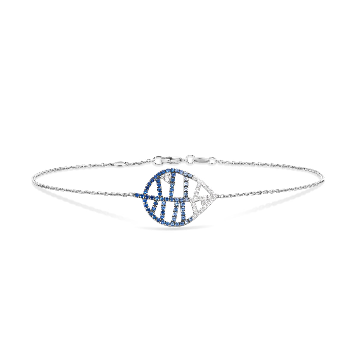 BEECH BRACELET - DEWDROPS S white gold diamond blue sapphire pavé