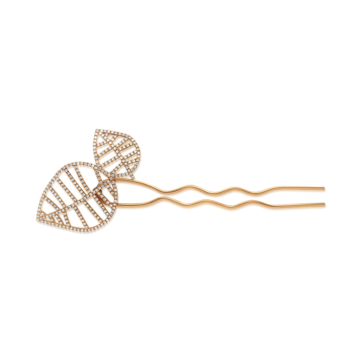 BEECH HAIRPIN double rose gold diamonds pavé