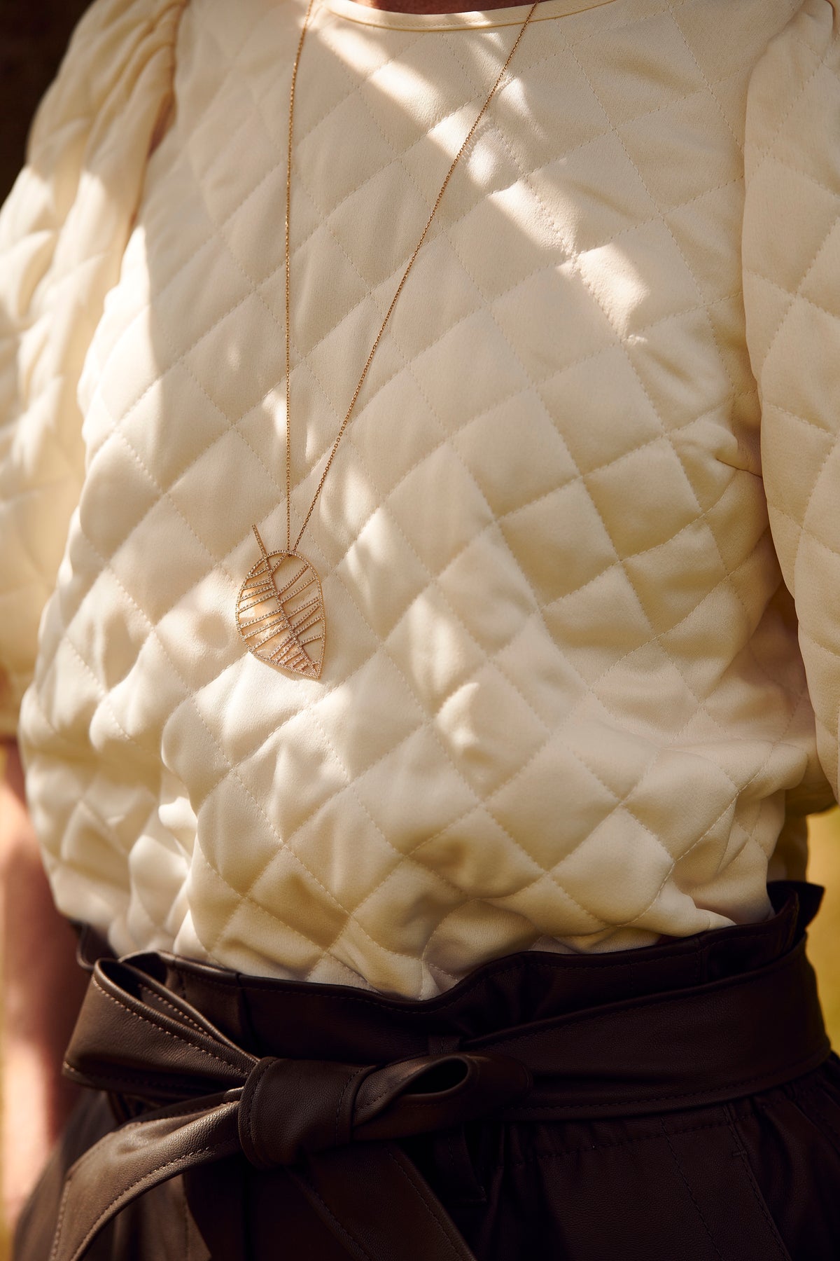 BEECH PENDANT L rose gold diamonds pavé