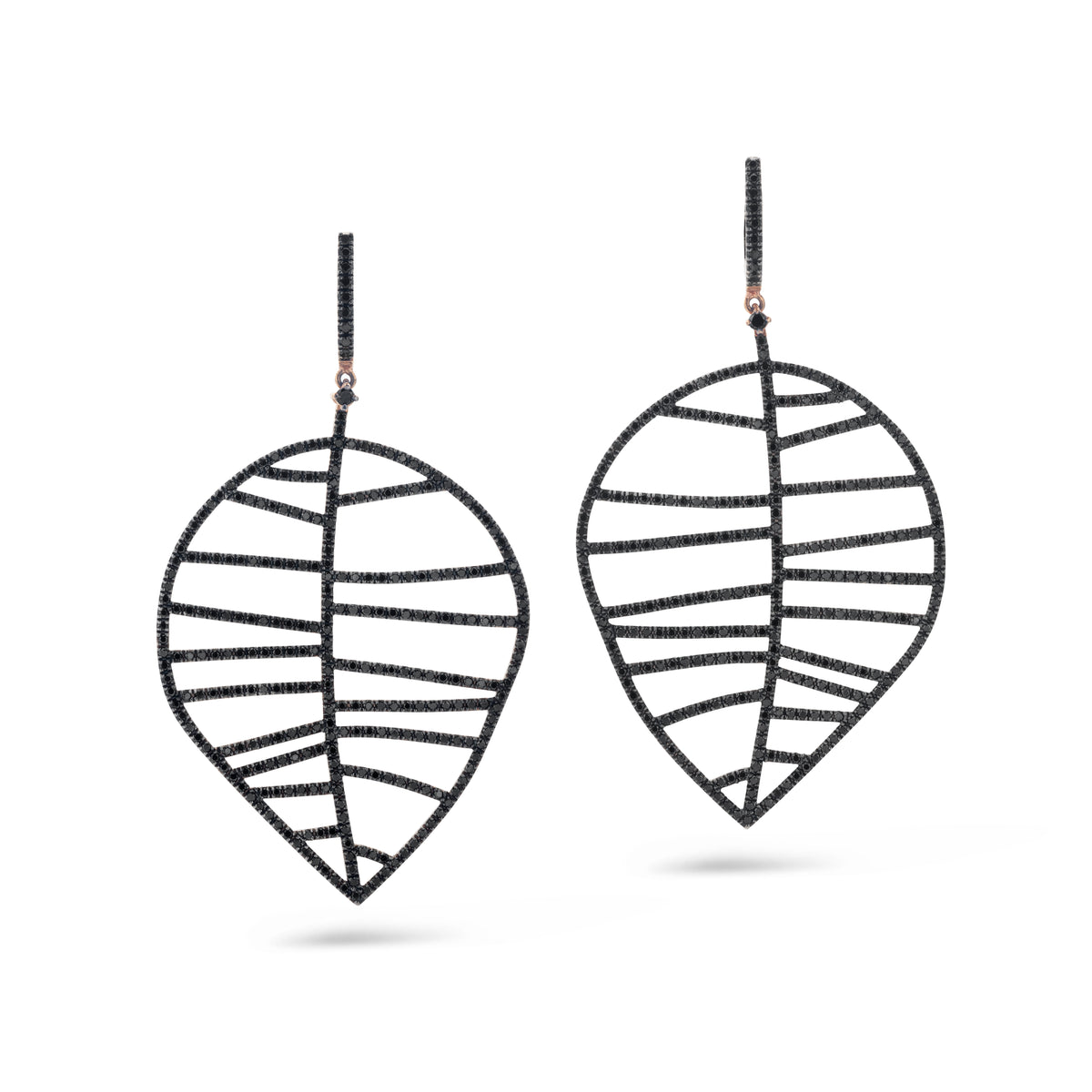 BEECH EARRING L rose gold black diamant pavé