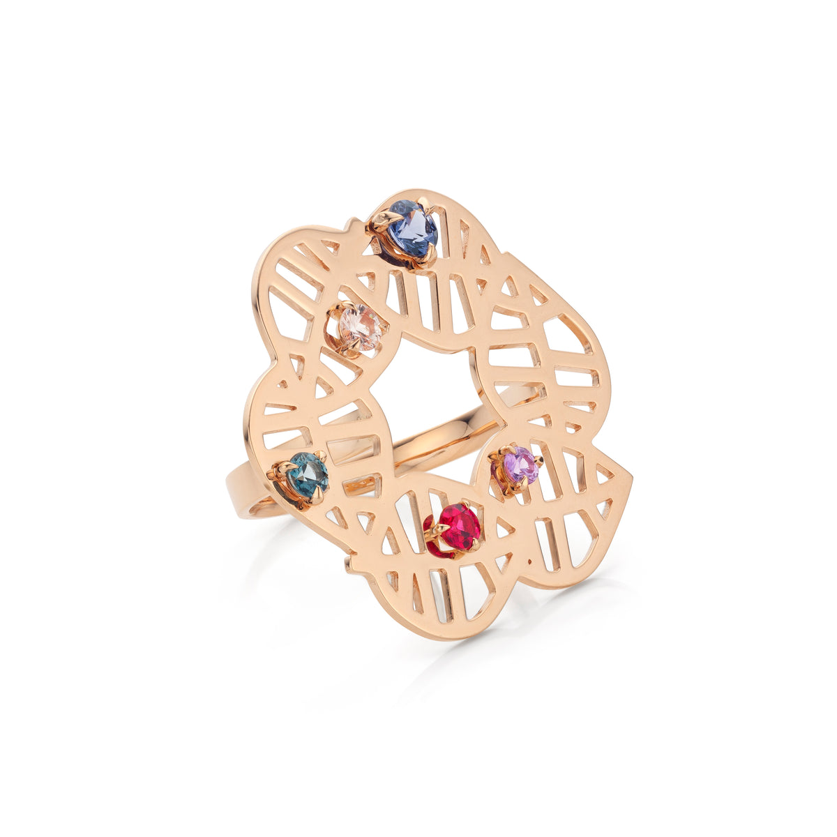 BEECH RING - NUANCES rose gold corundum/spinel