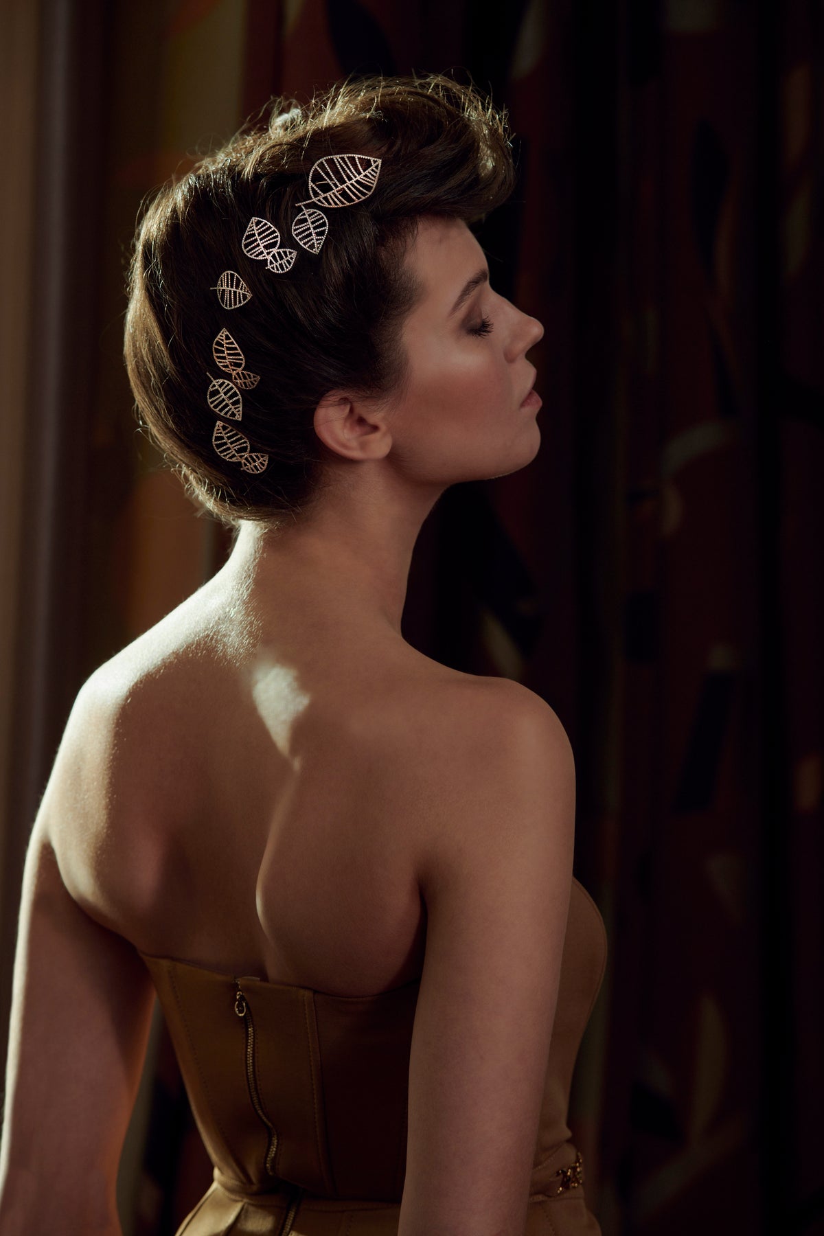 BEECH HAIRPIN single rose gold diamonds pavé