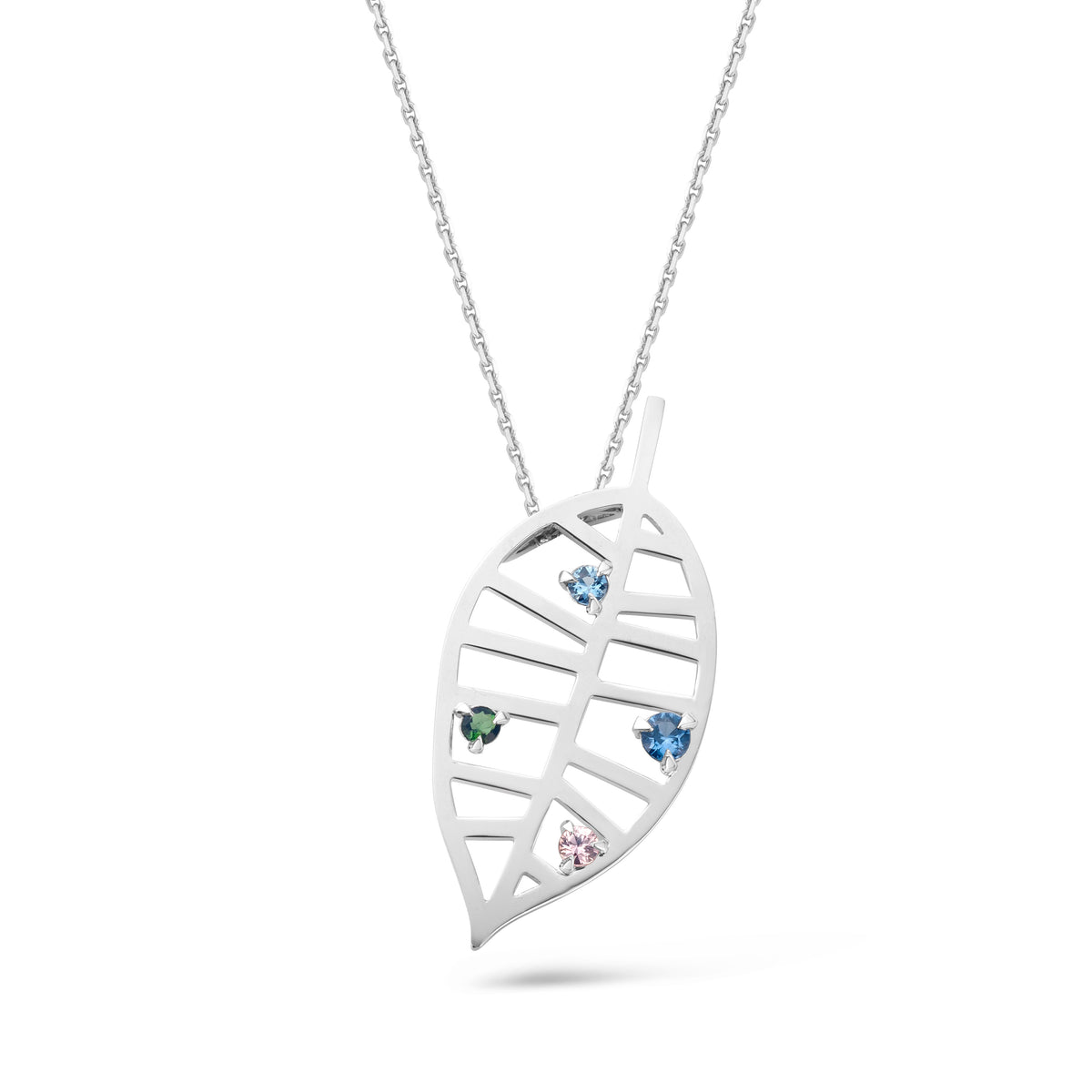 BEECH PENDANT - NUANCES M white gold corundum/spinel/tourmaline