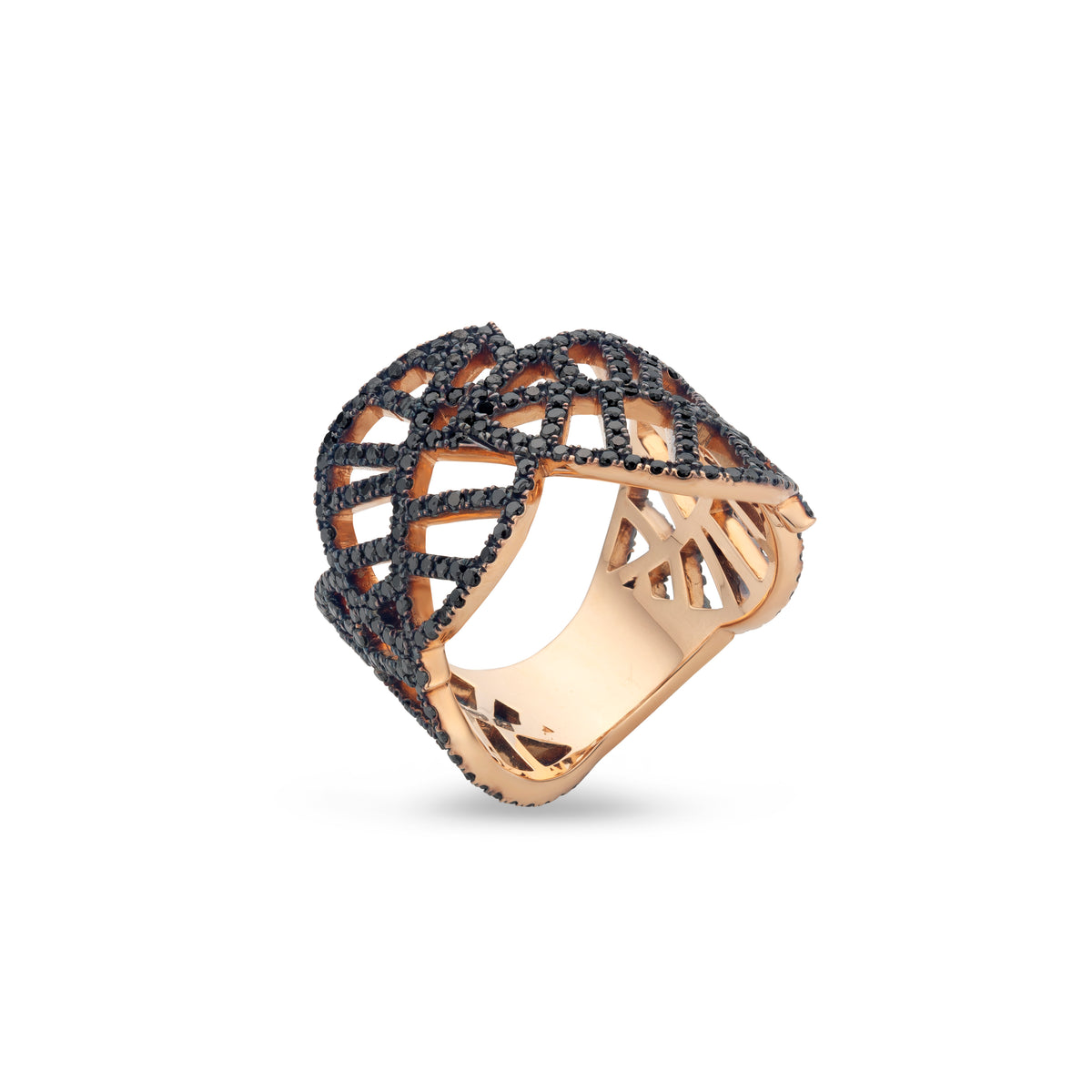 BEECH RING rose gold black diamond pavé