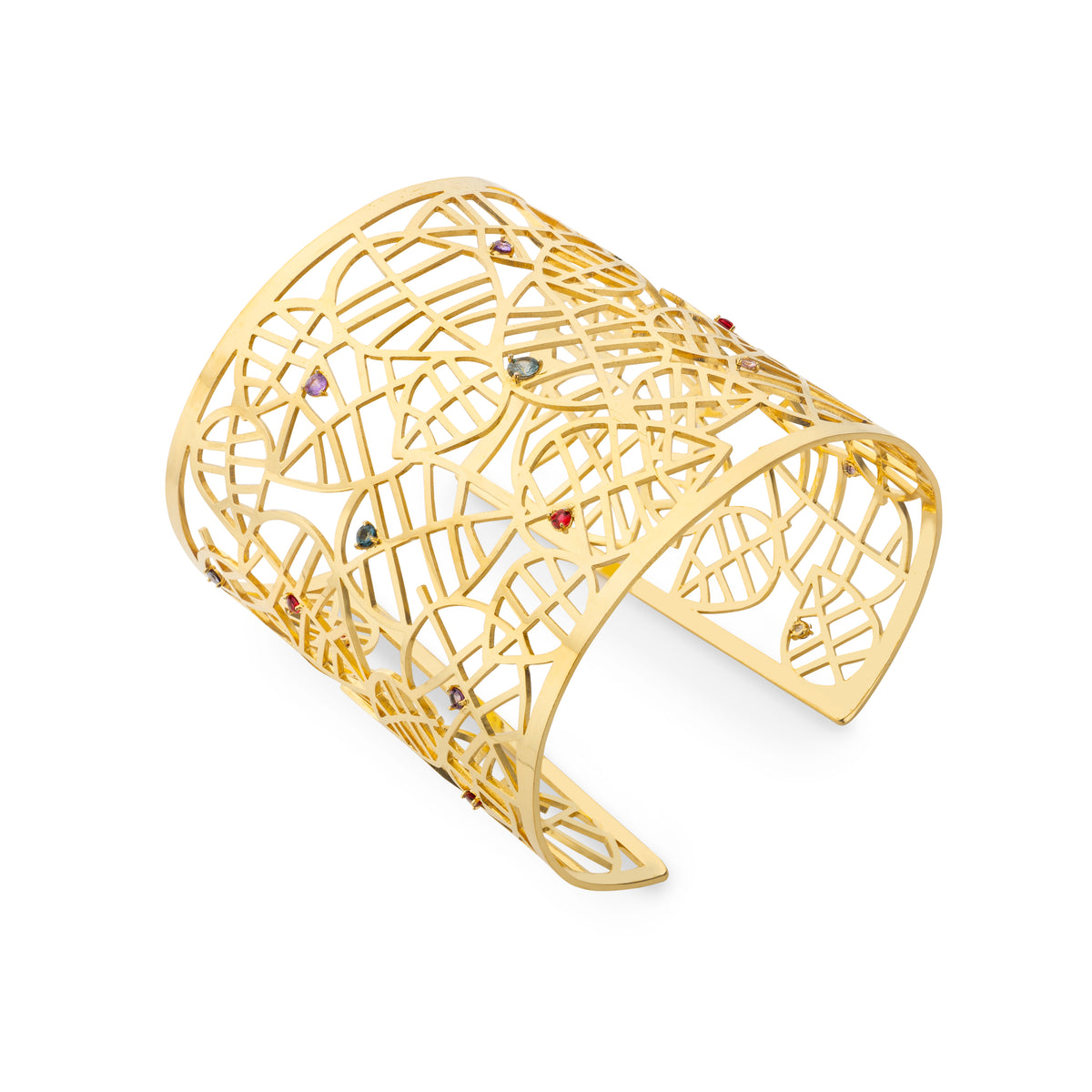 BEECH CUFF BRACELET - NUANCES gold plated (corundum/spinel)
