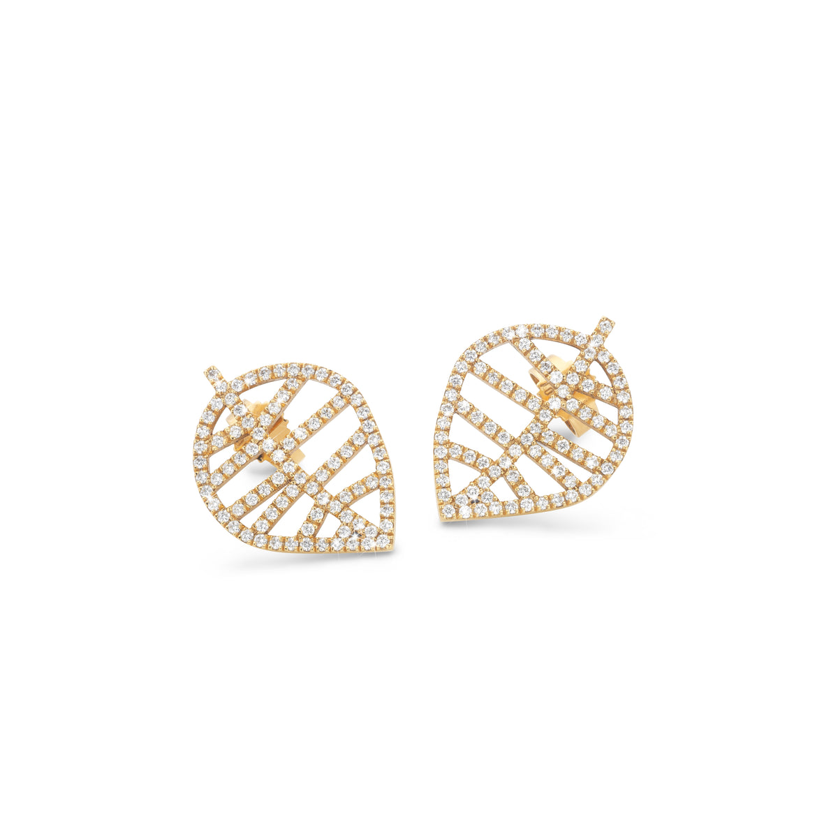 BEECH STUD EARRING S gold diamonds pavé