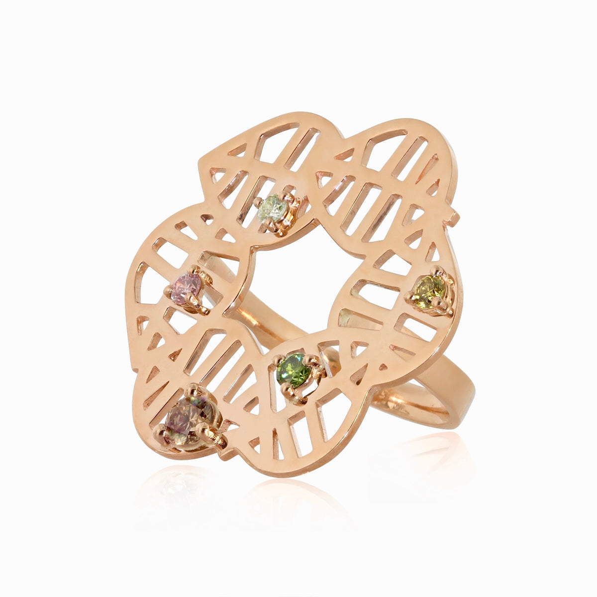 BEECH RING - NUANCES rose gold colour diamond