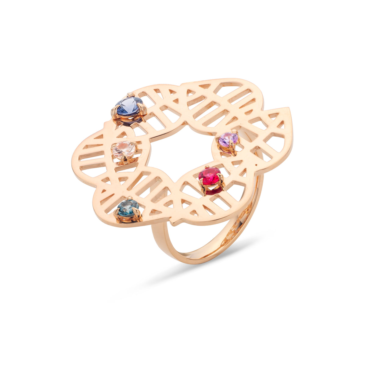 BEECH RING - NUANCES rose gold corundum/spinel