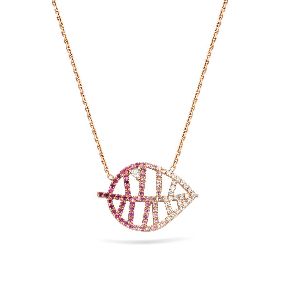 BEECH NECKLACE - DEWDROPS S rose gold diamond pink sapphire pavé